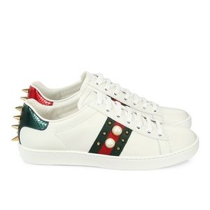 Gucci Stud Web Leather Sneakers